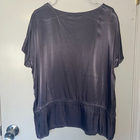 Cut Loose Satin Gray Top with tie - Picture 2 of 5